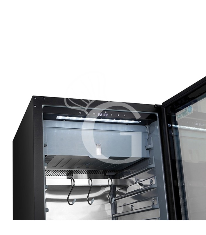 Armario refrigerado profesional para maduración de carne +1°C / +25°C con puerta de vidrio - 233 L