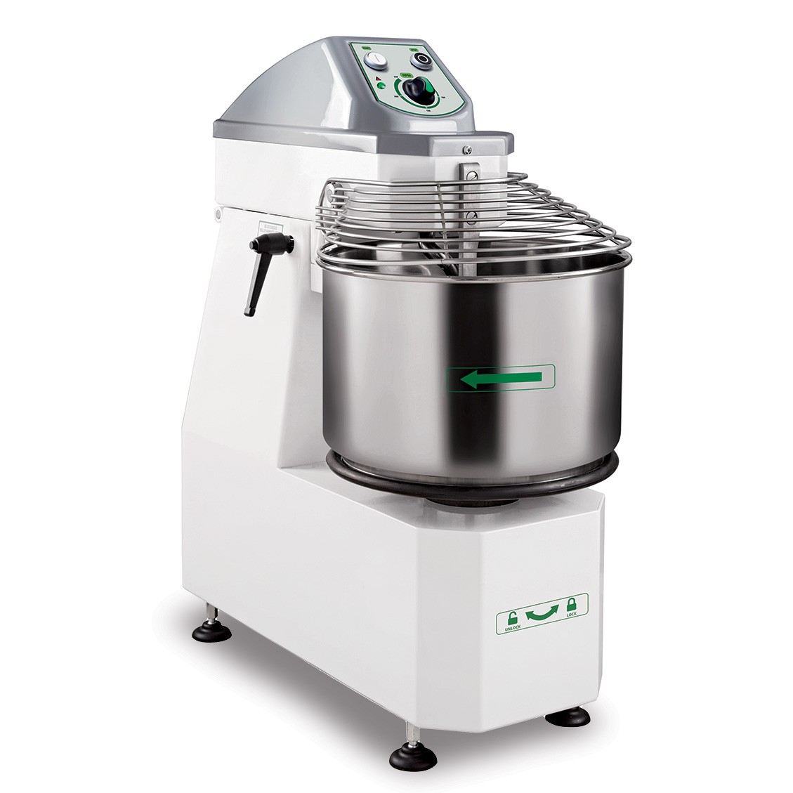 Amasadora de alta hidratación con cabezal abatible y cuba fija - 16 L - monofásica - velocidad variable