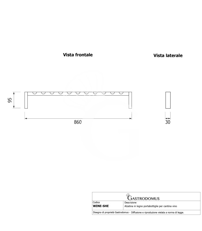 Alzatina de madera portabotellas para vinoteca WINE508SB y WINE800SB