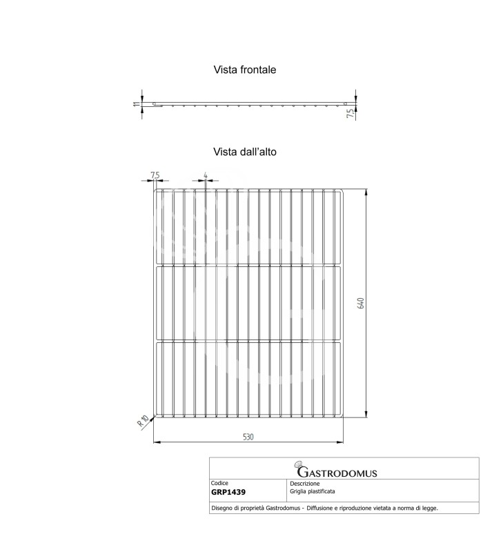 Rejilla plastificada GN 2/1 640 mm x 530 mm