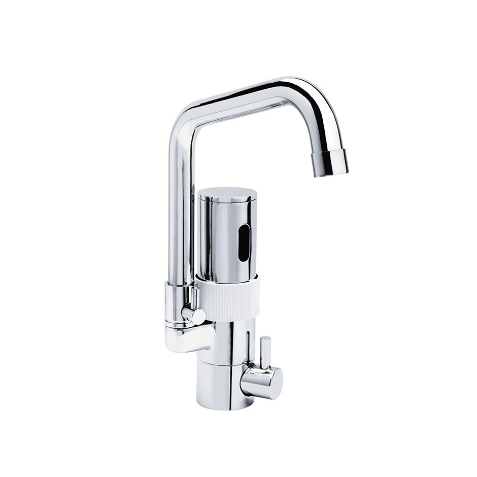 Grifo mezclador con fotocélula para fregadero con caño giratorio L 215 mm