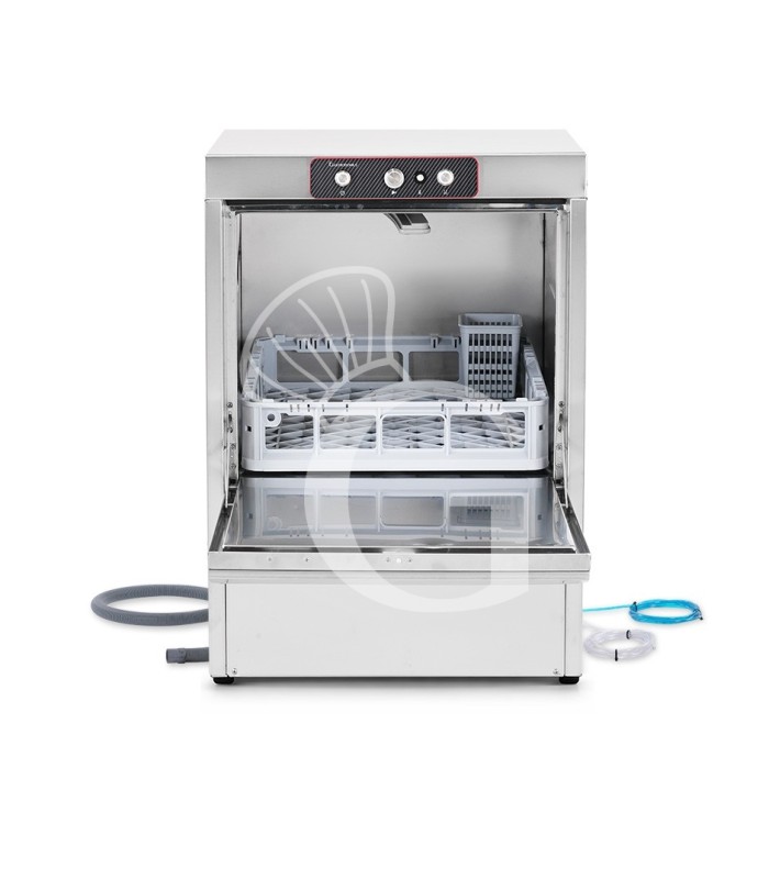 Lavavajillas profesional 50x50 H350 electromecánico trifásico de doble pared, con dosificadores y bomba de desagüe