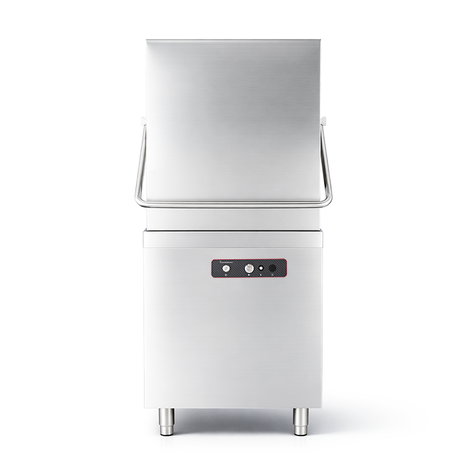 Lavavajillas de capota electromecánico con cesta cuadrada de 500 × 500 mm, altura útil de 430 mm