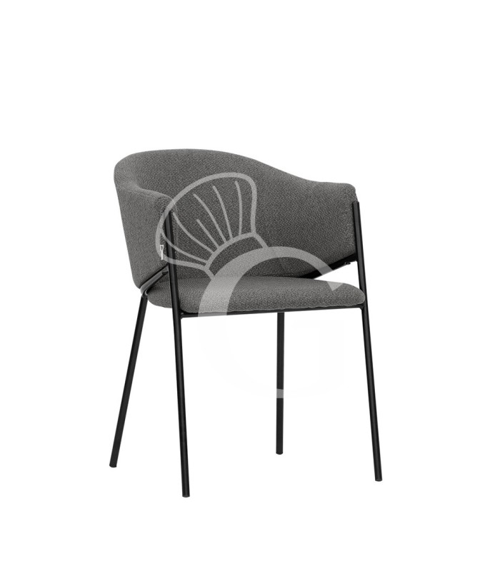 Silla con estructura de metal pintado y asiento tapizado acolchado en terciopelo o tela