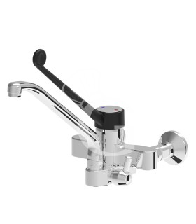 Grifo mezclador de dos orificios monomando mural con conexión para ducha - L 250 mm