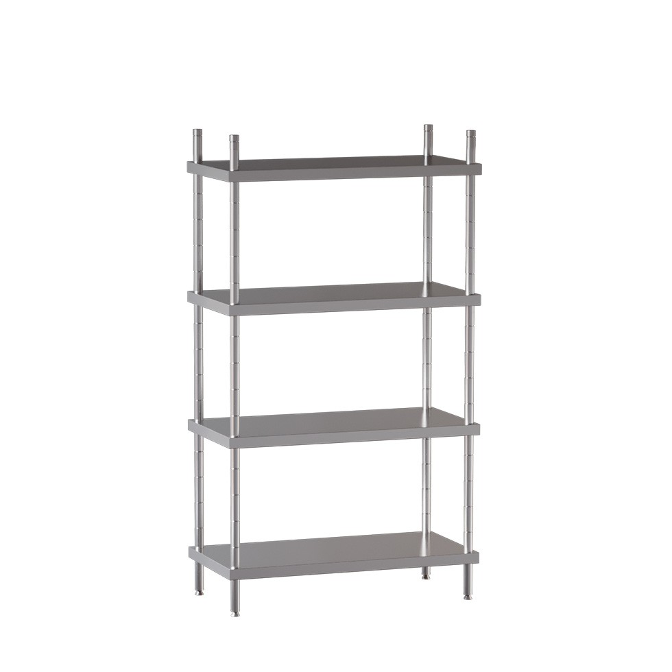 Estantería de pie de acero inoxidable 4 estantes, L 1000 x P 500 x A 1800 mm