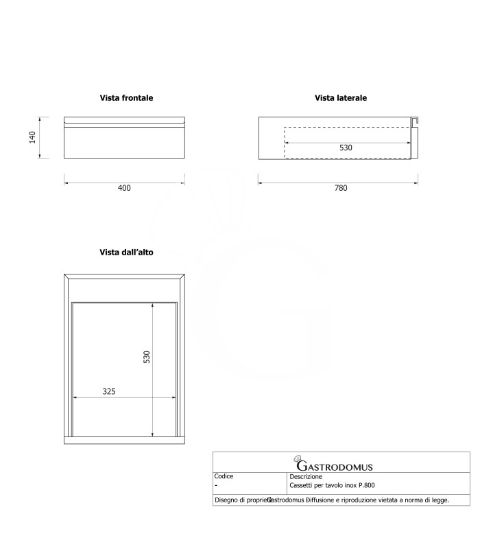 Mesa de acero inoxidable con 2 cajones L 1100 mm x P 800 mm x A 865 mm