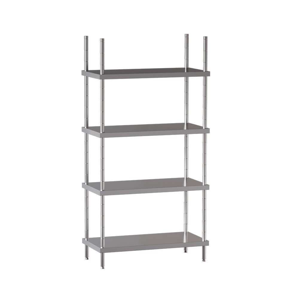 Estantería de pie de acero inoxidable 4 estantes, L 900 x P 600 x A 2000 mm