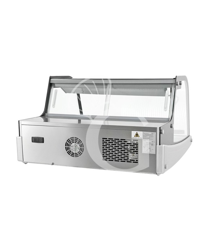 Expositor refrigerado ventilado de sobremesa con exterior negro e inox – 175 L – +2 °C / +12 °C – luz interna LED