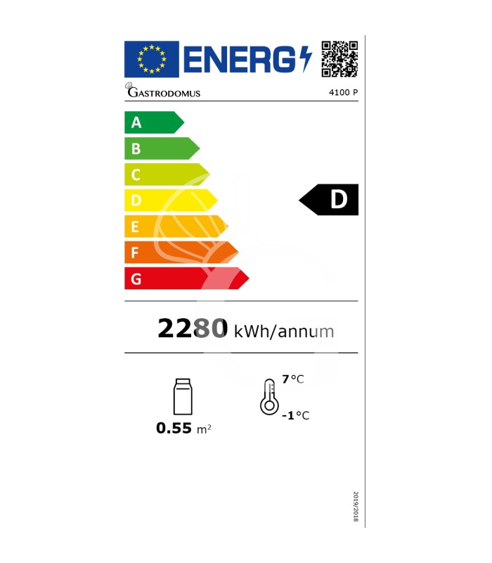 Vitrina Refrigerada expositora de pastelería estática 400 LT, +2°C/+10°C, puerta de vidrio