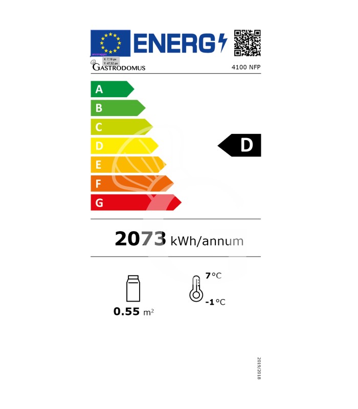 Vitrina refrigerada expositora ventilada para pastelería, 400 LT -5°C/+10°C, Puerta de vidrio