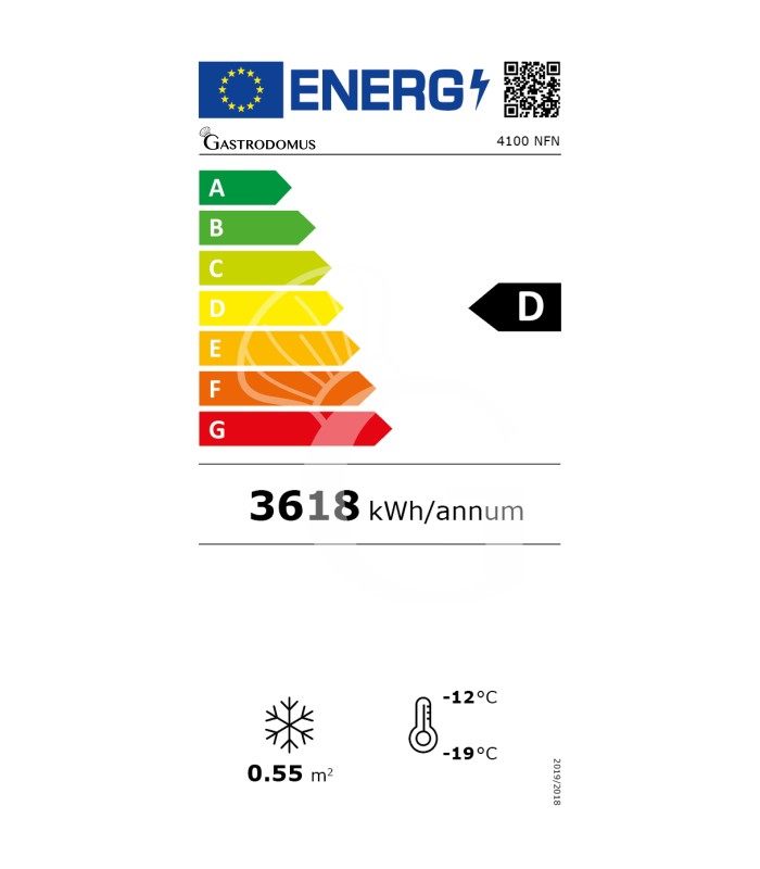 Vitrina expositora refrigerada ventilada para pastelería 400 LT -25°C/+5°C, 1 puerta de vidrio