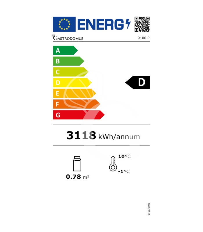 Vitrina expositora refrigerada estática para pastelería 555 LT +2°C/+10°C, 1 puerta de vidrio