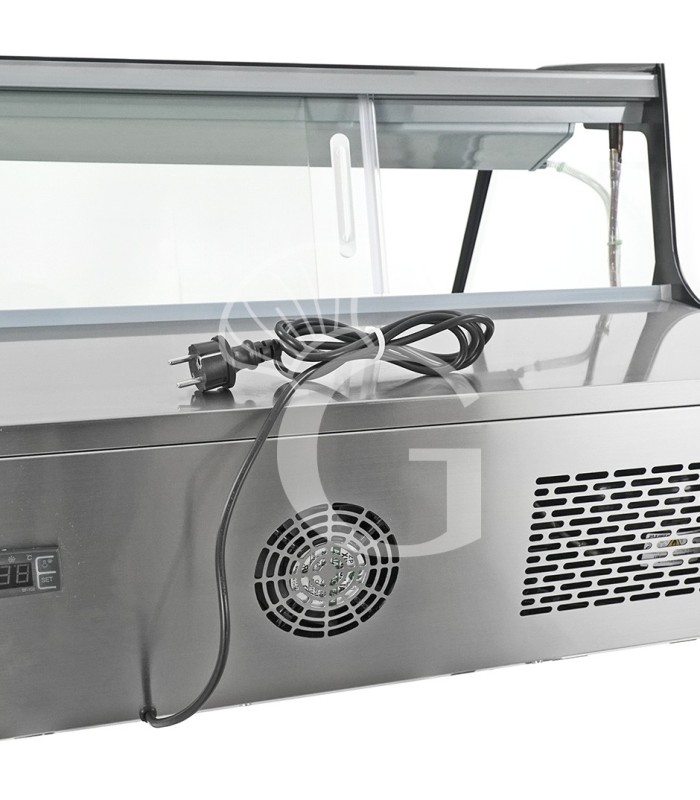 Expositor refrigerado ventilado de sobremesa con exterior negro e inox – 175 L – +2 °C / +12 °C – luz interna LED