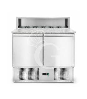 Saladette refrigerada 2 puertas, temperatura +2°C/+10°C, encimera de granito