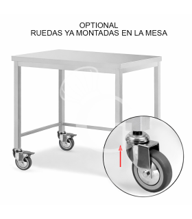 Ruedas ya montadas en mesas simples de acero, 4 ruedas , 2 con freno – diámetro 100 mm