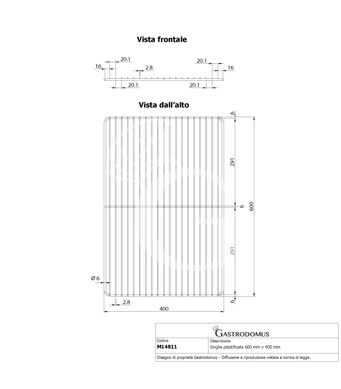 Rejilla de polietileno 600 mm x 400 mm