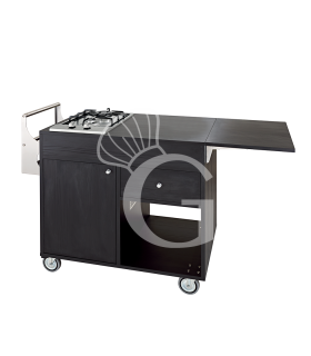 Carro de flambear Trolley en madera recubierta de melamina con 2 quemadores L 1150 mm x P 550 mm x A 1080 mm