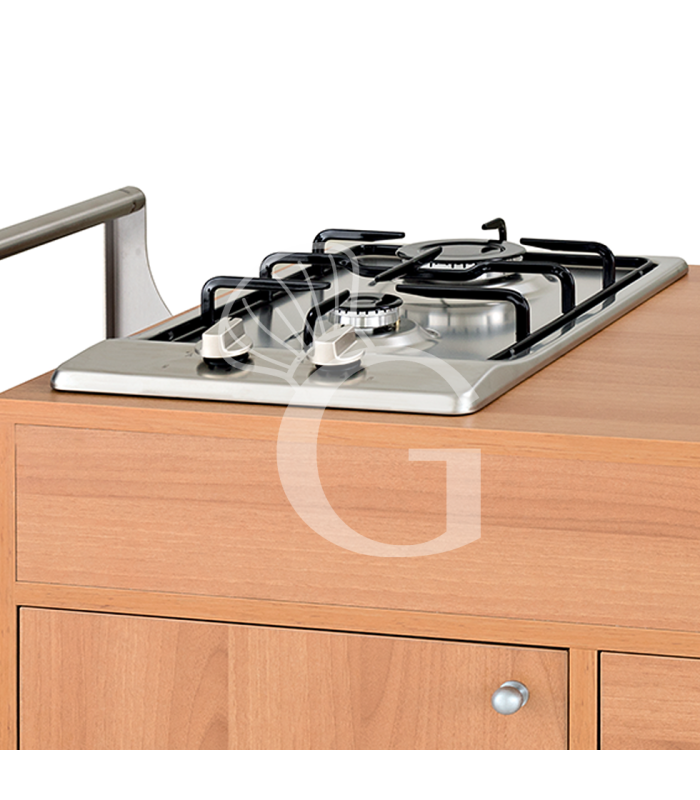 Carro de flambear Trolley en madera recubierta de melamina con 2 quemadores L 1150 mm x P 550 mm x A 1080 mm