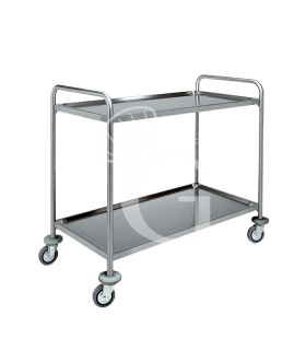 Carro de servicio en acero inoxidable con 2 niveles L 1280 mm x P 700 mm x H 940 mm