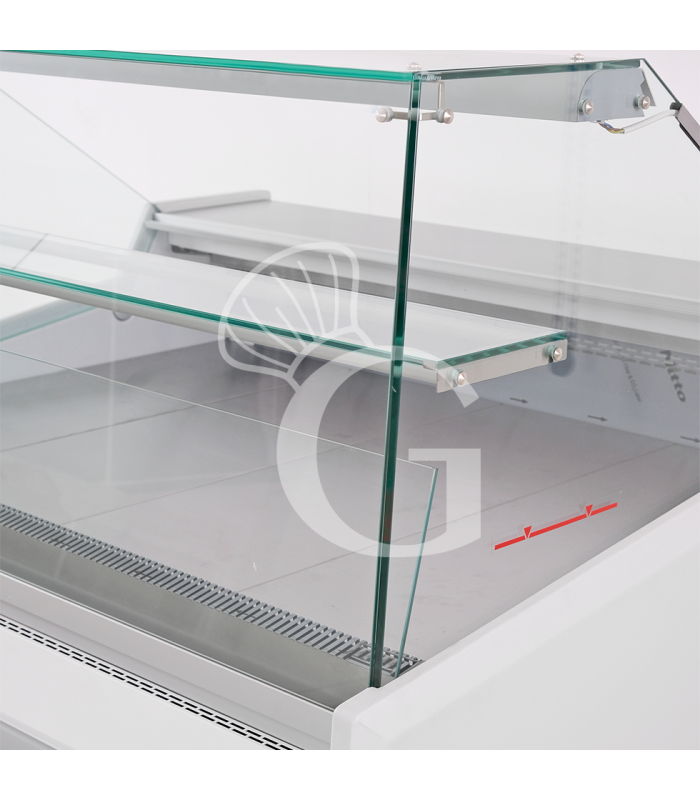 Vitrina Expositiva Ventilada +1°C / +10°C – Ancho 1020 mm, vidrio recto, estante intermedio, Full Optional
