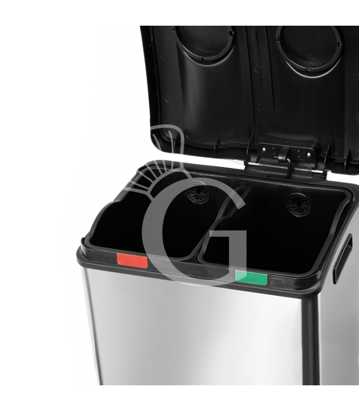 Papelera en acero inoxidable para recogida selectiva 2x12 L