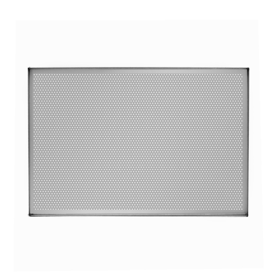 Bandeja de aluminio microperforada con dimensiones L 800 mm x P 600 mm x H 20 mm