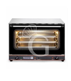 Horno eléctrico de convección y vapor, puerta abatible, controles mecánicos, 4 bandejas de 600x400 mm, potencia 6,4 kw