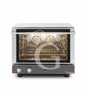 Horno eléctrico , con humidificador, mandos mecánicos, puerta abatible, monofásico para 4 bandejas 600 x 400 mm o GN1/1