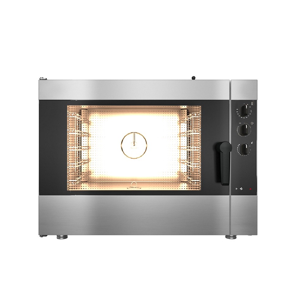 Horno de convección a gas, controles electromecánicos con humidificador, para 5 bandejas GN1/1 o 600x400 mm