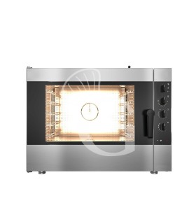 Horno a gas de convección+vapor mixto, controles electromecánicos, humidificador, para 5 bandejas GN1/1 o 600x400 mm