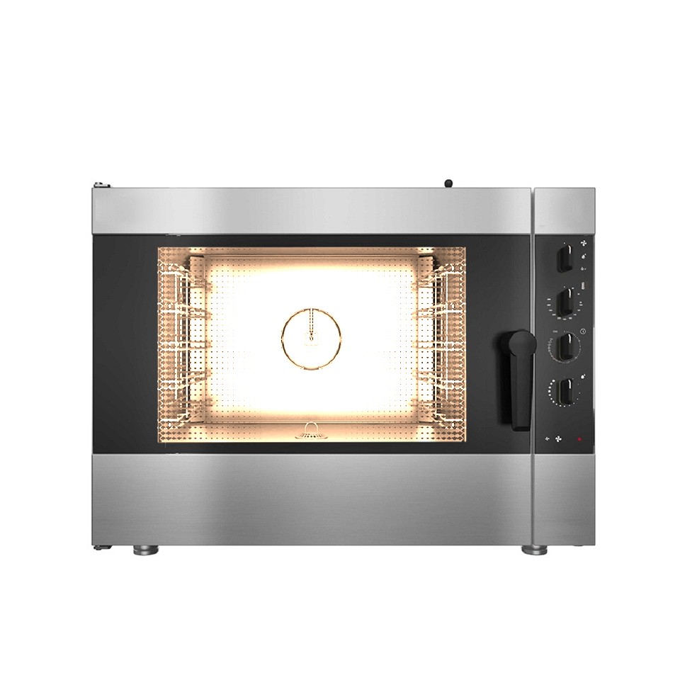 Horno a gas de convección+vapor mixto, controles electromecánicos, humidificador, para 5 bandejas GN1/1 o 600x400 mm