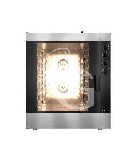 Horno a gas de convección+vapor mixto, controles electromecánicos, humidificador, para 10 bandejas GN1/1 o 600x400 mm