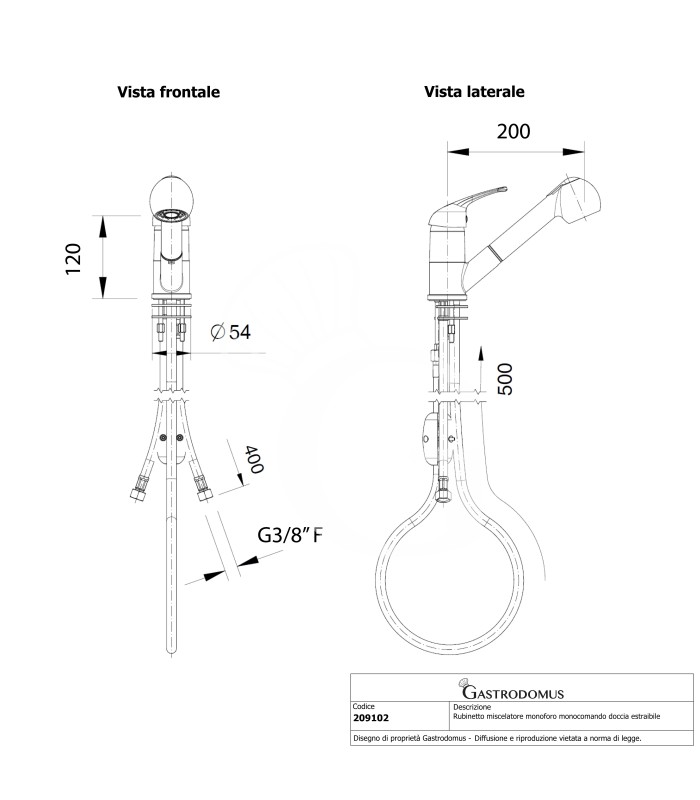 Grifo industrial de un solo agujero con ducha extraíble y asa larga
