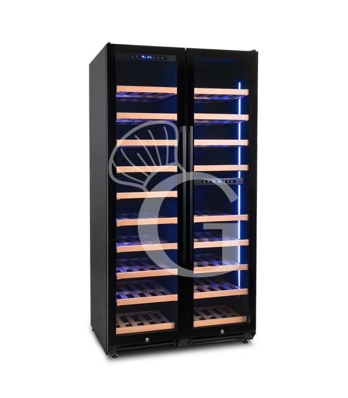 Vinoteca ventilada de triple temperatura, 800 L, 19 estantes, 163 botellas, +5 °C / +22 °C