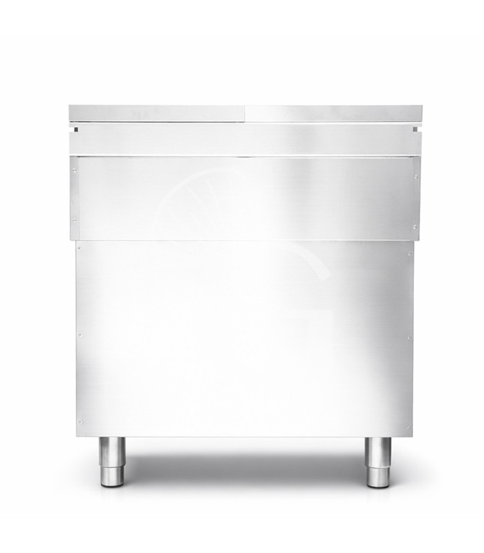 Cocina de gas profesional 4 fuegos con mueble abierto profundidad 900 mm