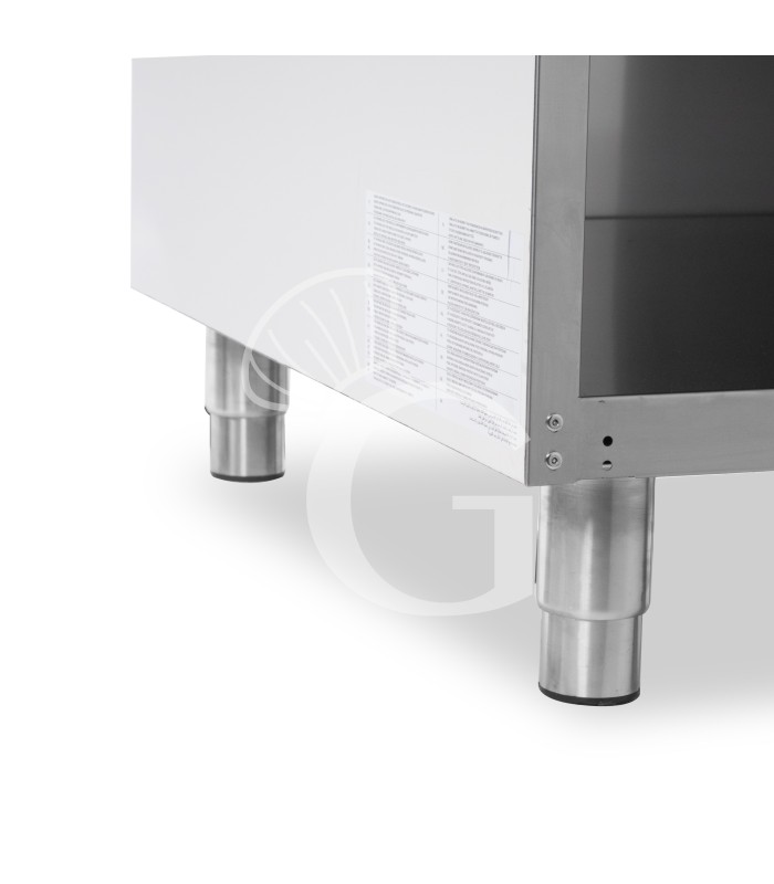 Cocina de gas profesional 4 fuegos con mueble abierto profundidad 900 mm