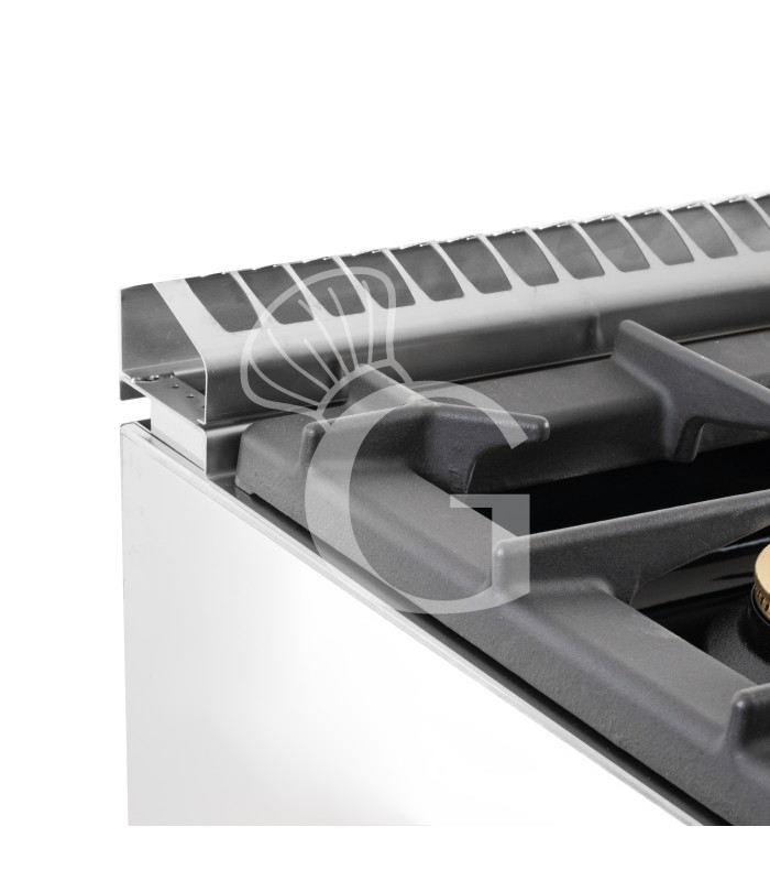 Cocina de gas profesional 4 fuegos con mueble abierto profundidad 900 mm