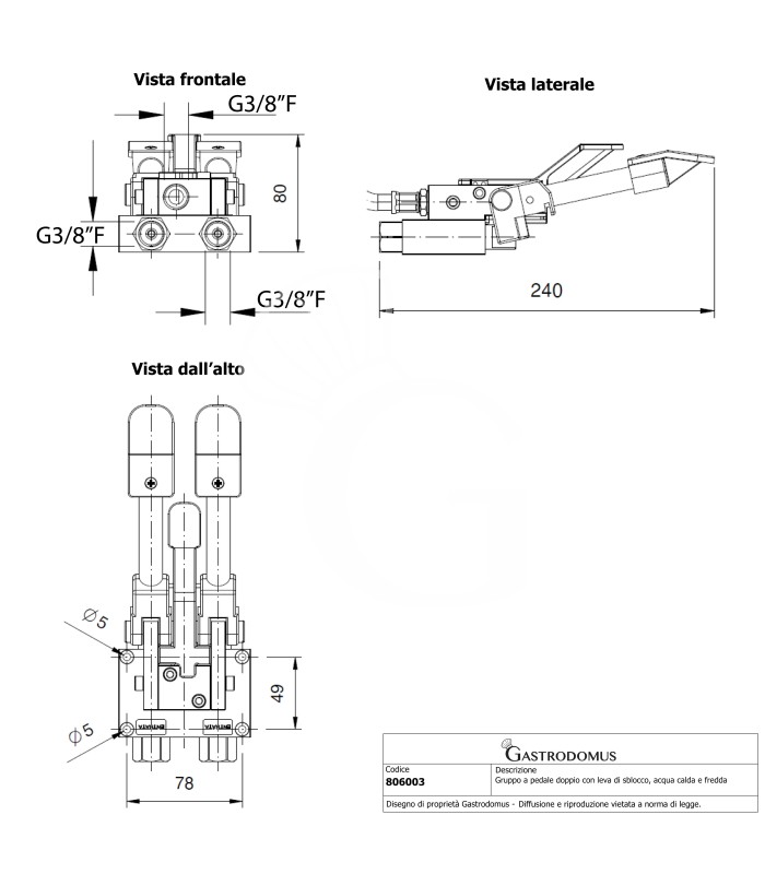 Pedales mezcladores para grifo agua caliente y fria