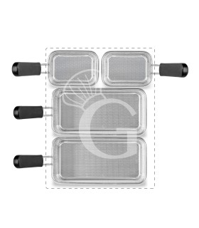 Juego de cestas 2×GN 2/4 + 2×GN 1/8 – H 160 mm – acero inox  compatible con SCP1V70G,SCP2V70G,SCP2V70E,SCP1V70E