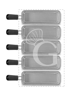Juego de cestas para cocción de pasta – 5× GN 2/8 – H 160 mm – acero inox -compatible SCP1V90G, SCP2V90G, SCP2V90E, SCP1V90E