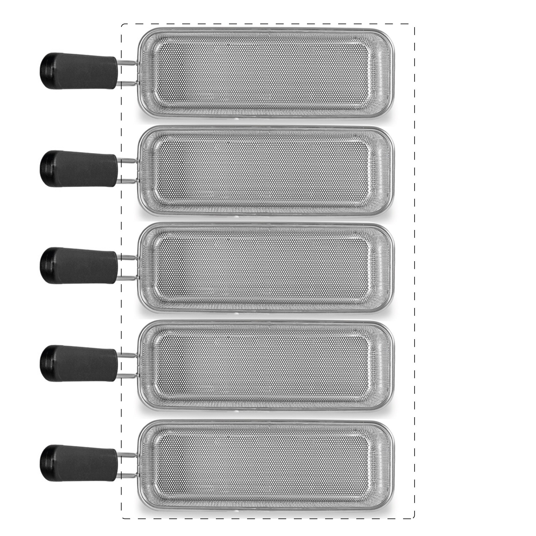 Juego de cestas para cocción de pasta – 5× GN 2/8 – H 160 mm – acero inox -compatible SCP1V90G, SCP2V90G, SCP2V90E, SCP1V90E