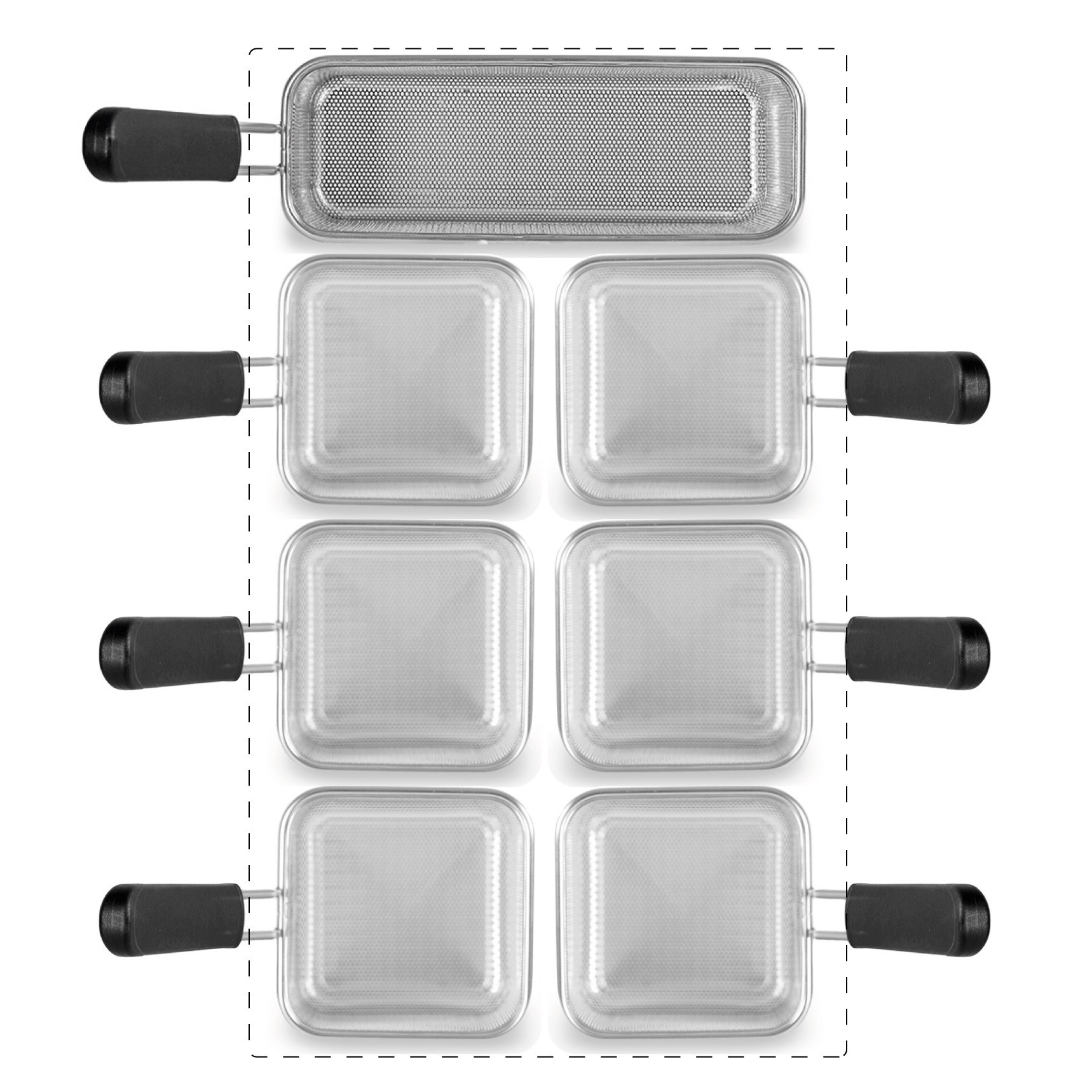 Juego de cestas para cocción de pasta–6×GN 1/4 + 1× GN 2/8 –H 160 mm –acero inox-compatible SCP1V90G,SCP2V90G,SCP2V90E,SCP1V90E