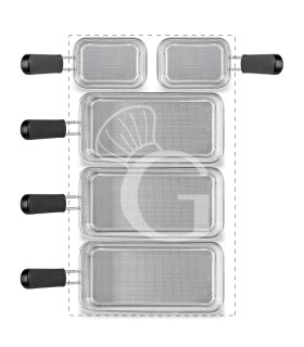Juego de cestas para cocción de pasta 3× GN 2/4 + 2× GN 1/8 –H 160 mm– acero inox-compatible SCP1V90G,SCP2V90G,SCP2V90E,SCP1V90E