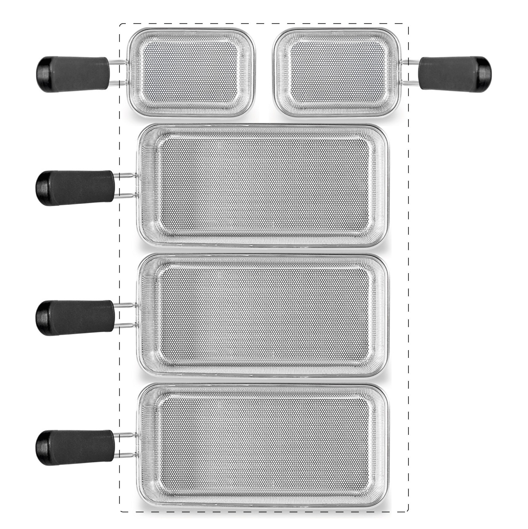 Juego de cestas para cocción de pasta 3× GN 2/4 + 2× GN 1/8 –H 160 mm– acero inox-compatible SCP1V90G,SCP2V90G,SCP2V90E,SCP1V90E
