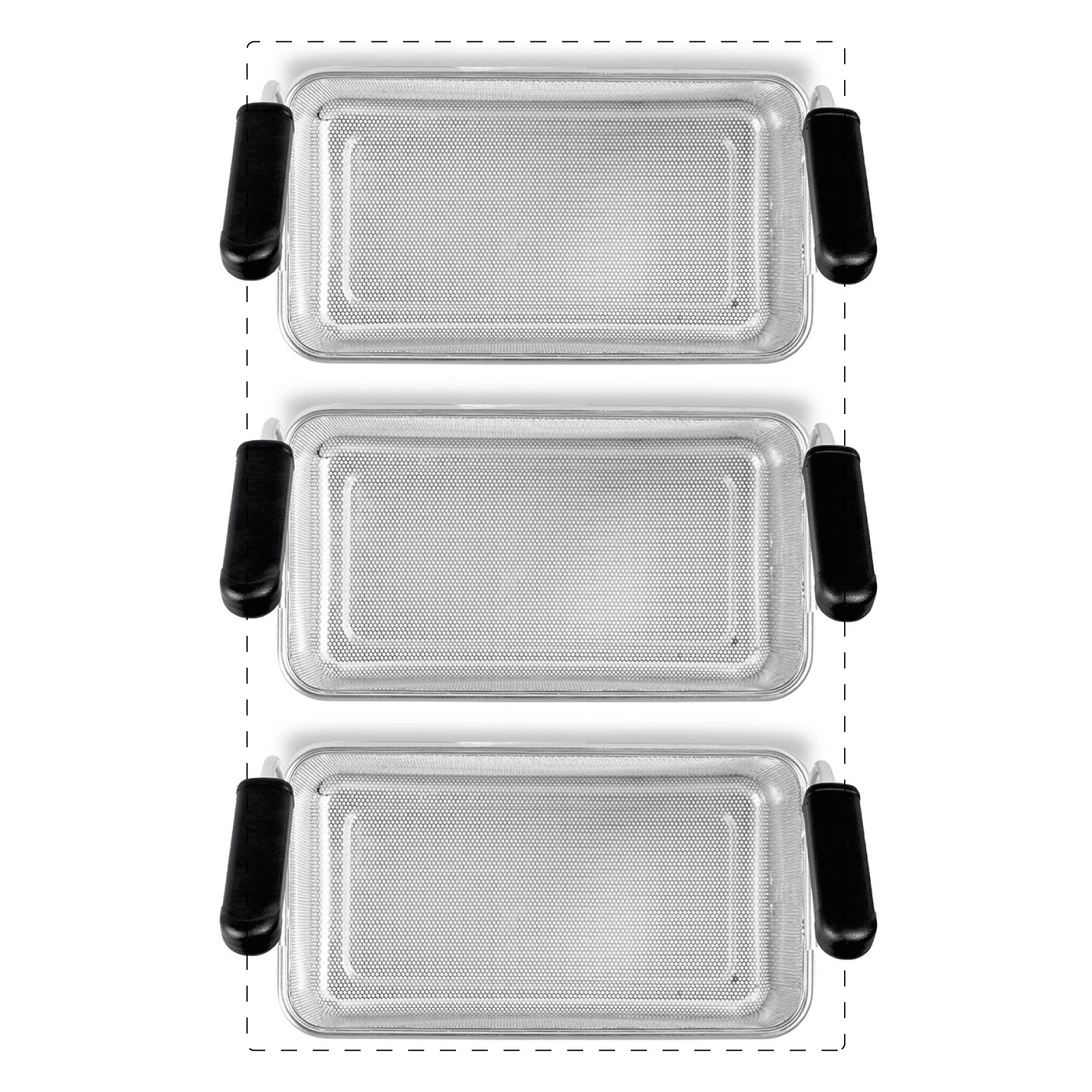 Juego de cestas para cocción de pasta 3×GN 1/3–H200mm–mangos verticales–inox compatible SCP1V90G,SCP2V90G,SCP2V90E,SCP1V90E