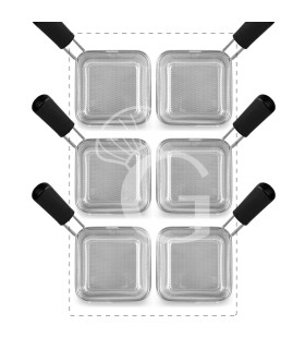 Juego de cestas para cocción de pasta 6× GN 1/6 –H 200mm–acero inox compatible SCP1V90G,SCP2V90G,SCP2V90E,SCP1V90E