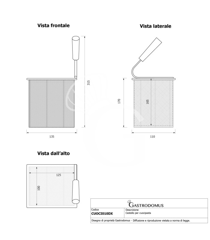 Juego de cestas para cocción de pasta–8× L 135 × P 110 × H 170 mm – acero inox -compatible SCP1V90G,SCP2V90G,SCP2V90E,SCP1V90E