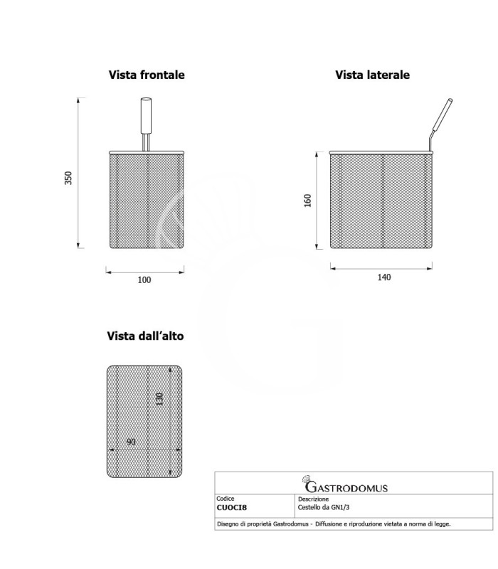 Juego de cestas para cocción de pasta 3× GN 2/4 + 2× GN 1/8 –H 160 mm– acero inox-compatible SCP1V90G,SCP2V90G,SCP2V90E,SCP1V90E