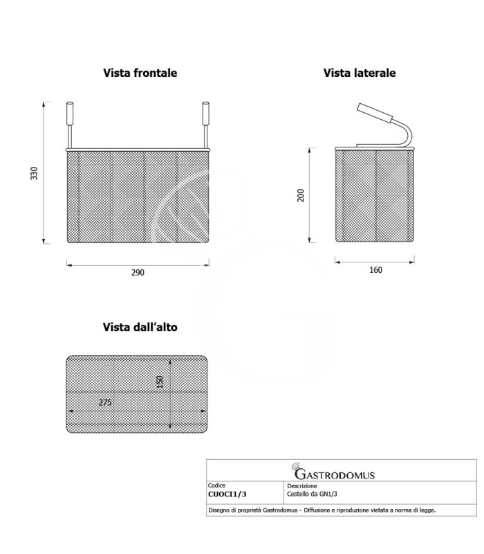 Juego de cestas para cocción de pasta 3×GN 1/3–H200mm–mangos verticales–inox compatible SCP1V90G,SCP2V90G,SCP2V90E,SCP1V90E